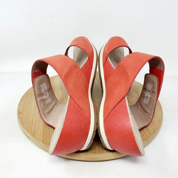 Dansko Vienna Sandals Womens 40 Tomato Nubuck Low Wedge Comfort Straps Shoes - Picture 10 of 14